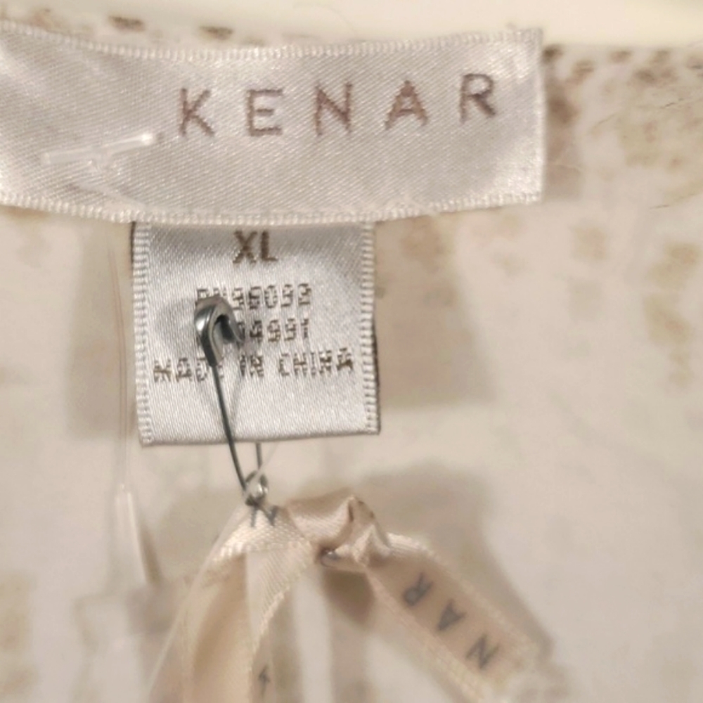 Kenar Size XL Python Snakeskin Print Blouse Top - Cream/Neutral Color - Picture 9 of 15